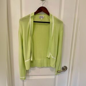 CMV Green Shrug Sweater with white ribbon trim Size L